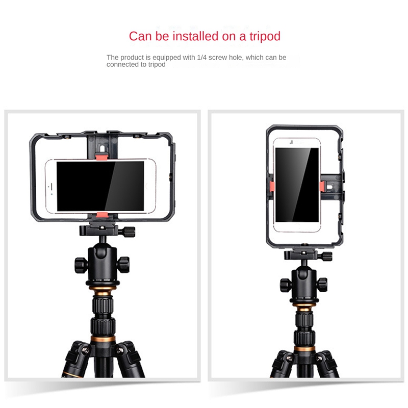 Smartphone Video Rig with 3 Shoe Mounts Filmmaking Case Handheld Phone Video Stabilizer Grip Tripod Mount Stand 4.8