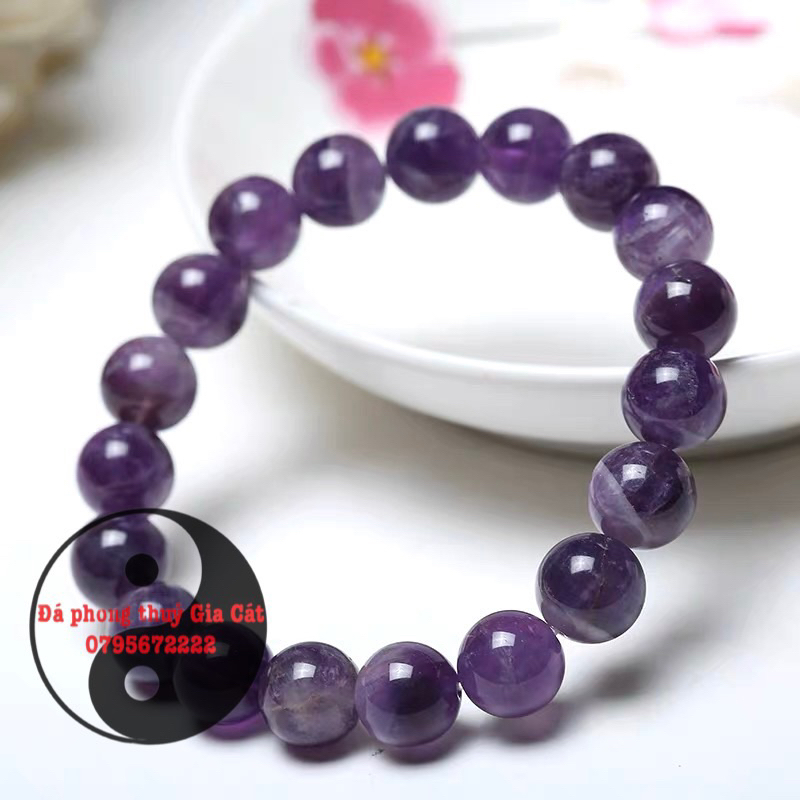 Vòng tay thach anh tím vân đẹp kiểm định vòng tím