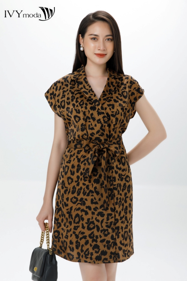 Đầm lụa họa tiết dáng chữ A moda MS 40M7303
