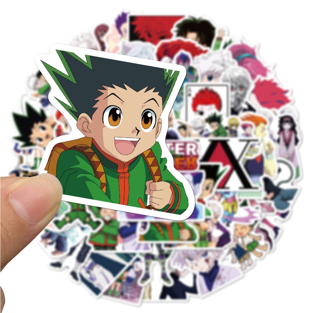 Bộ 50 miếng dán PVC chống nước in hình Hunter x Hunter