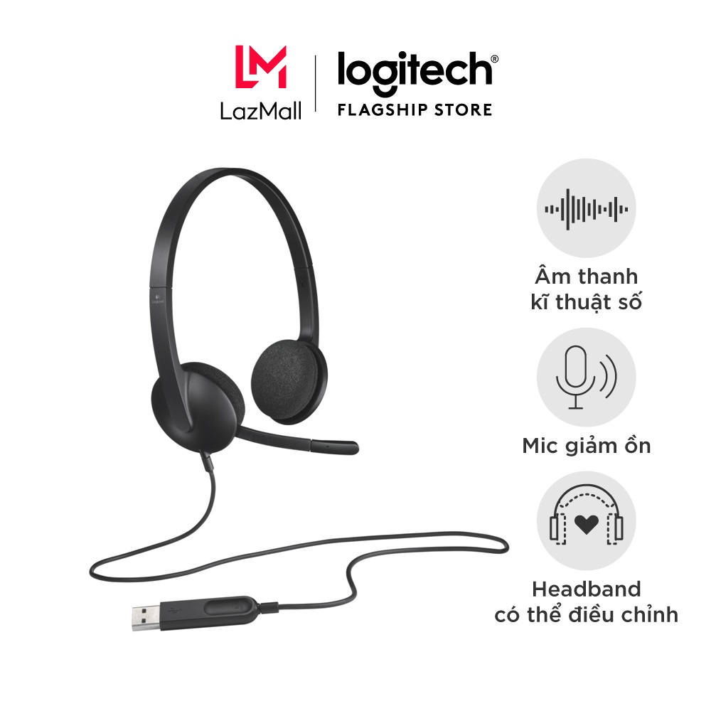 Tai nghe chụp tai LOGITECH H340 - Có 1 bên micro, kết nối usb