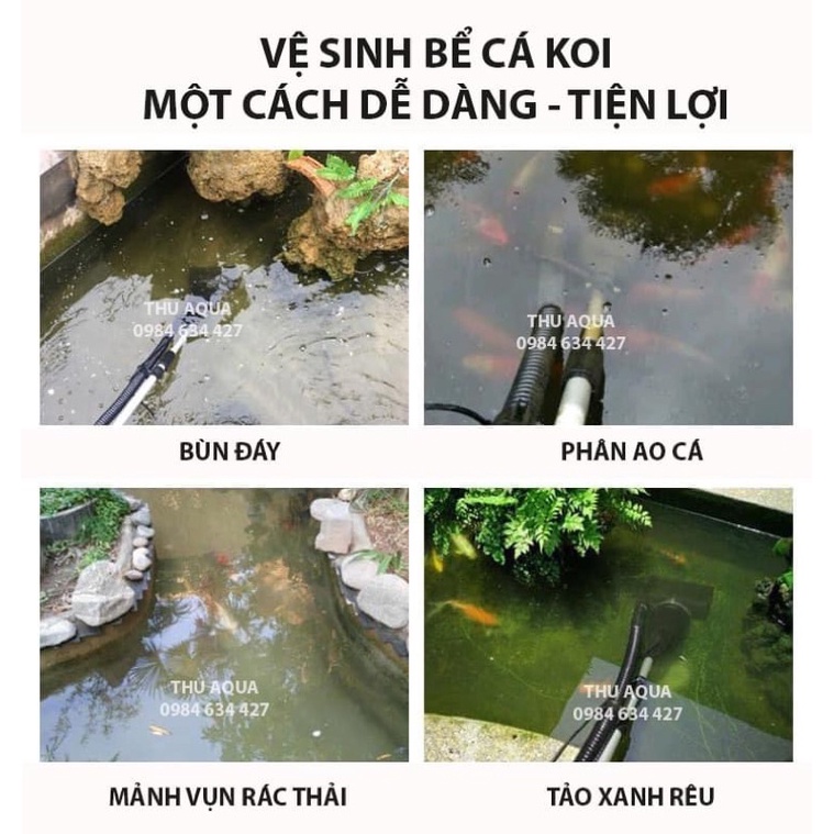 MÁY VỆ SINH HỒ CÁ KOI, HÚT PHÂN CẶN BẨN DƯỚI ĐÁY HỒ
