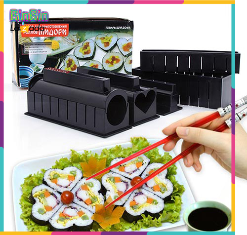 Bộ dụng cụ làm sushi 10 món, khuôn làm sushi, khuôn chế biến món sushi, cơm cuộn, trứng cuộn theo phong cách hàn quốc.