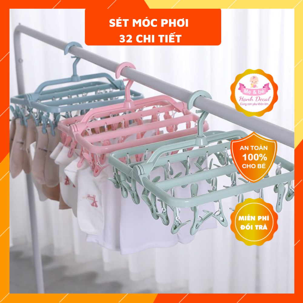 Móc Phơi 32 chi tiết - Móc Phơi quần áo cho bé yêu