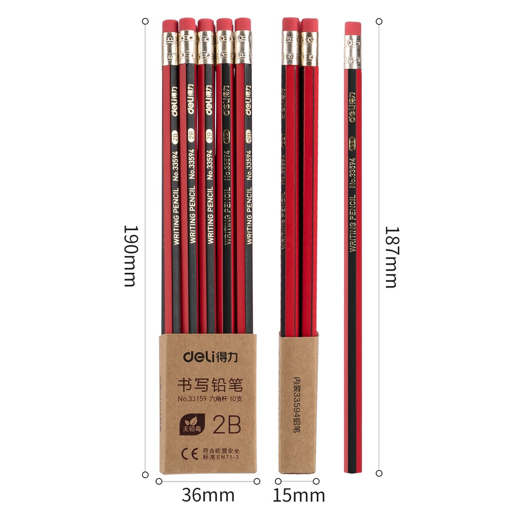 Combo 5 Chiếc Bút Chì Gỗ DELI 2B/HB - 33158/33159