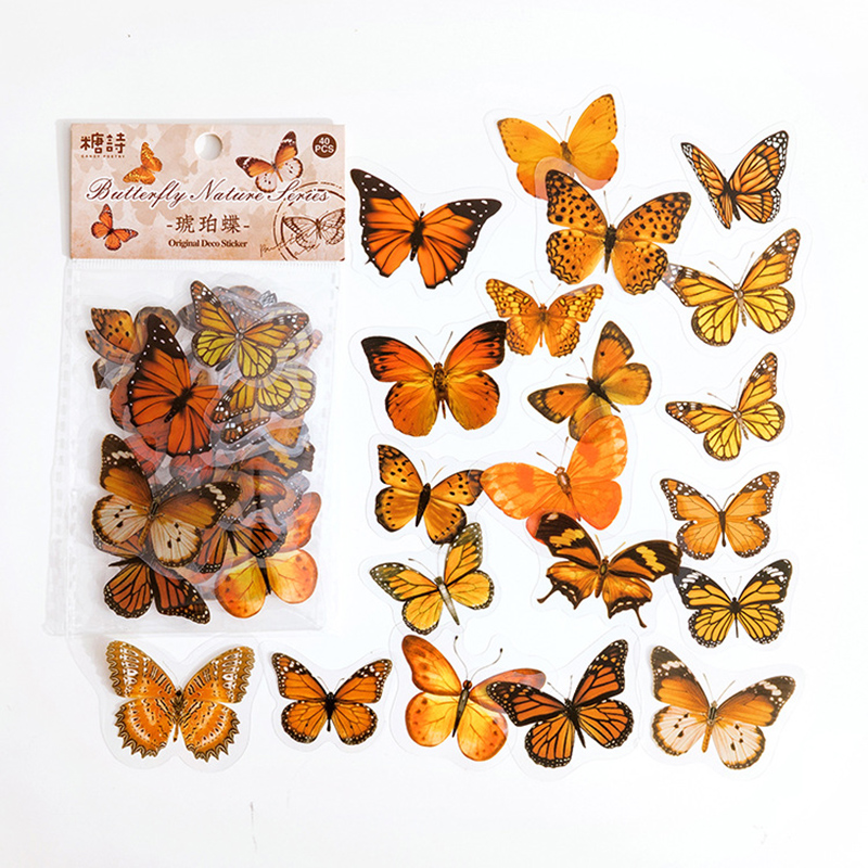 【Hottest Trends】40 Piece/pack Colorful Butterfly Retro Art Handbook ...