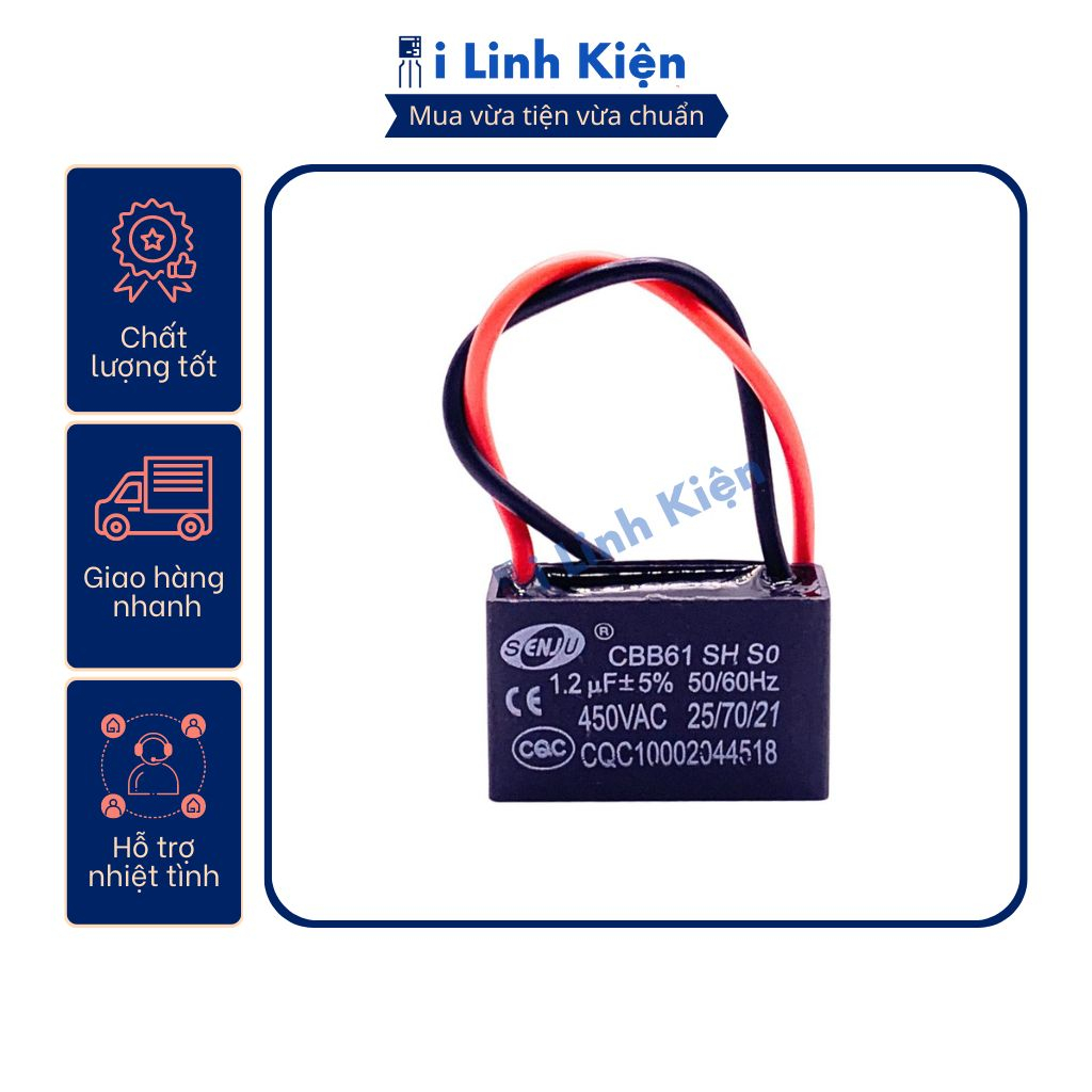 Tụ quạt 1.2uF dây CBB61 loại tốt