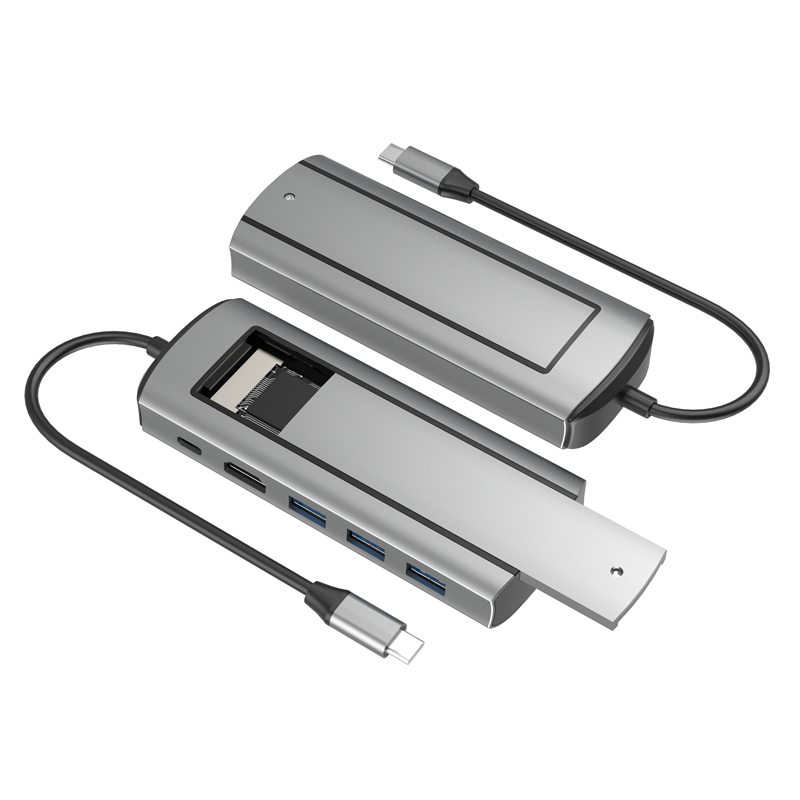6-in-1 USB Hub With Disk Storage Function USB Type-C to 4K 60Hz HDMI-Compatible Laptop Dock Station