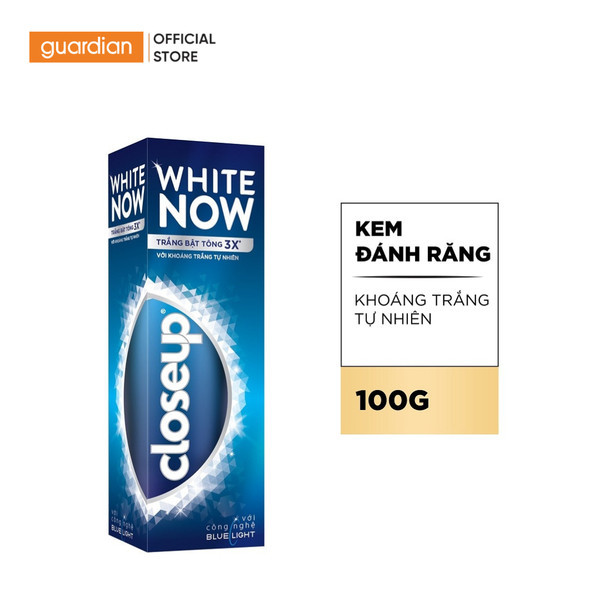 Kem đánh răng bật tông 3x closeup white now với khoáng trắng tự nhiên 100g