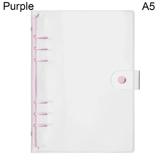 A5 A6 Transparent PVC Loose-Leaf Notebook Cover Folder Macaron Color 6 Ring Binder Diary Journal Planner School Stationery