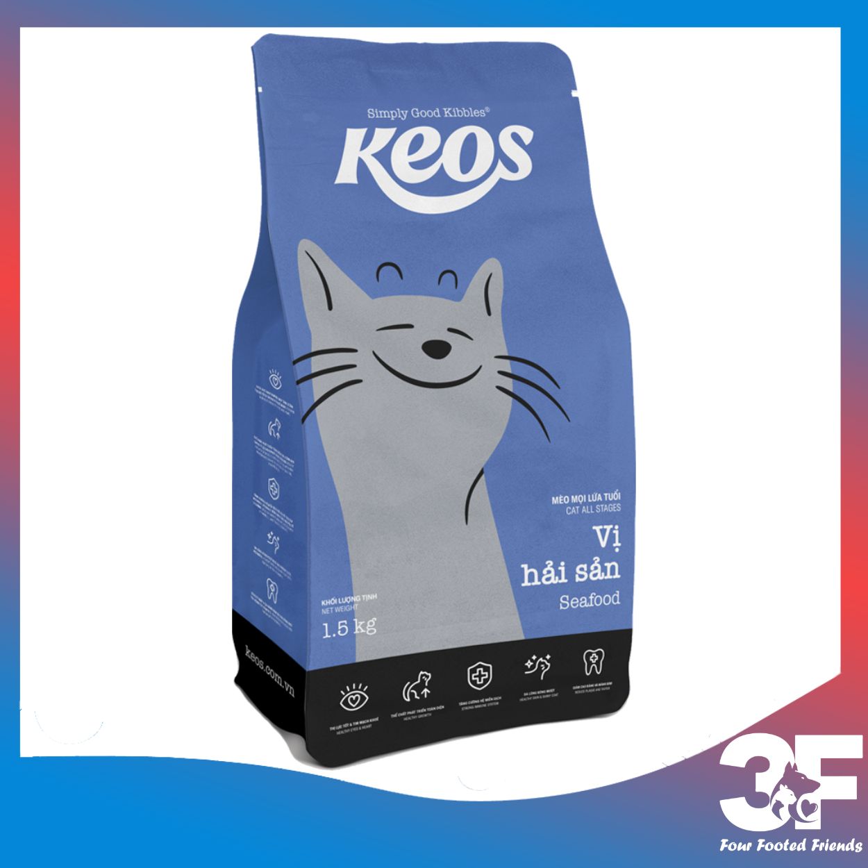 Thức Ăn Hạt Cho Mèo Mọi Lứa Tuổi Keos Túi 1.5kg