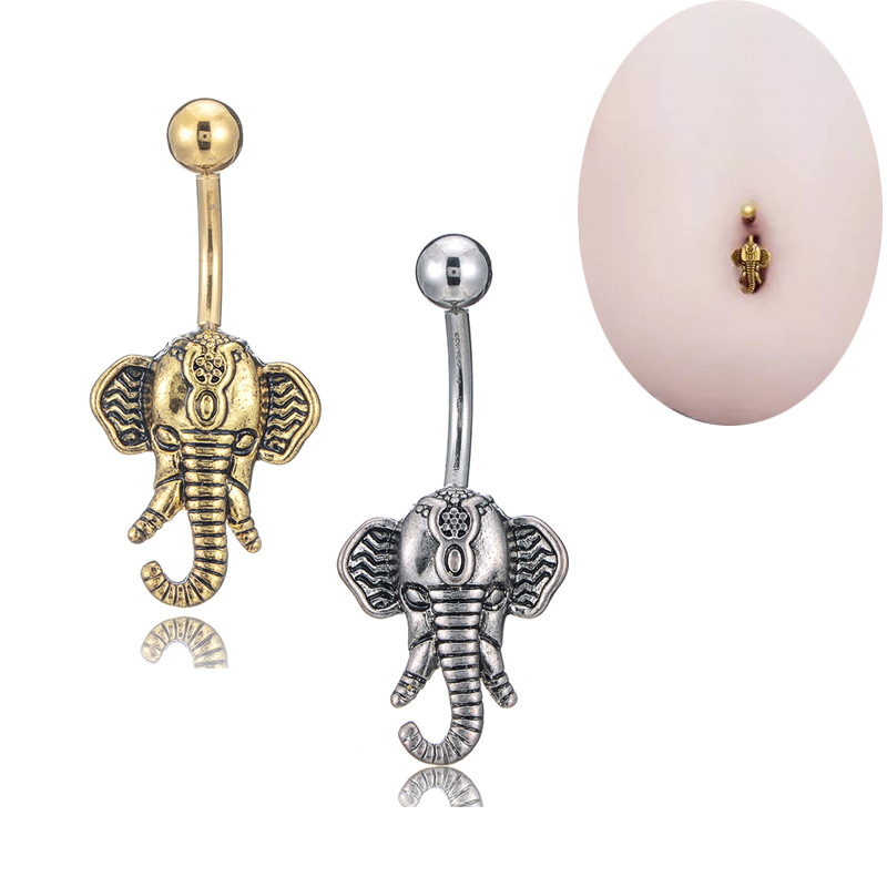 Metal%20Elephant%20Head%20Belly%20Button%20Anti-allergy%20Stainless%20Steel%20y%20Piercing%20Ombligo%20Body%20Jewelry%20For%20Wo%20-%20Image%203