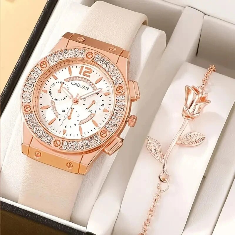 【Flash sale】 Watches Set Luxury Rhinestone Women Fashion Elegant Wristwatch Quartz Watch For Girl Ladies Clock Relogio Feminino.