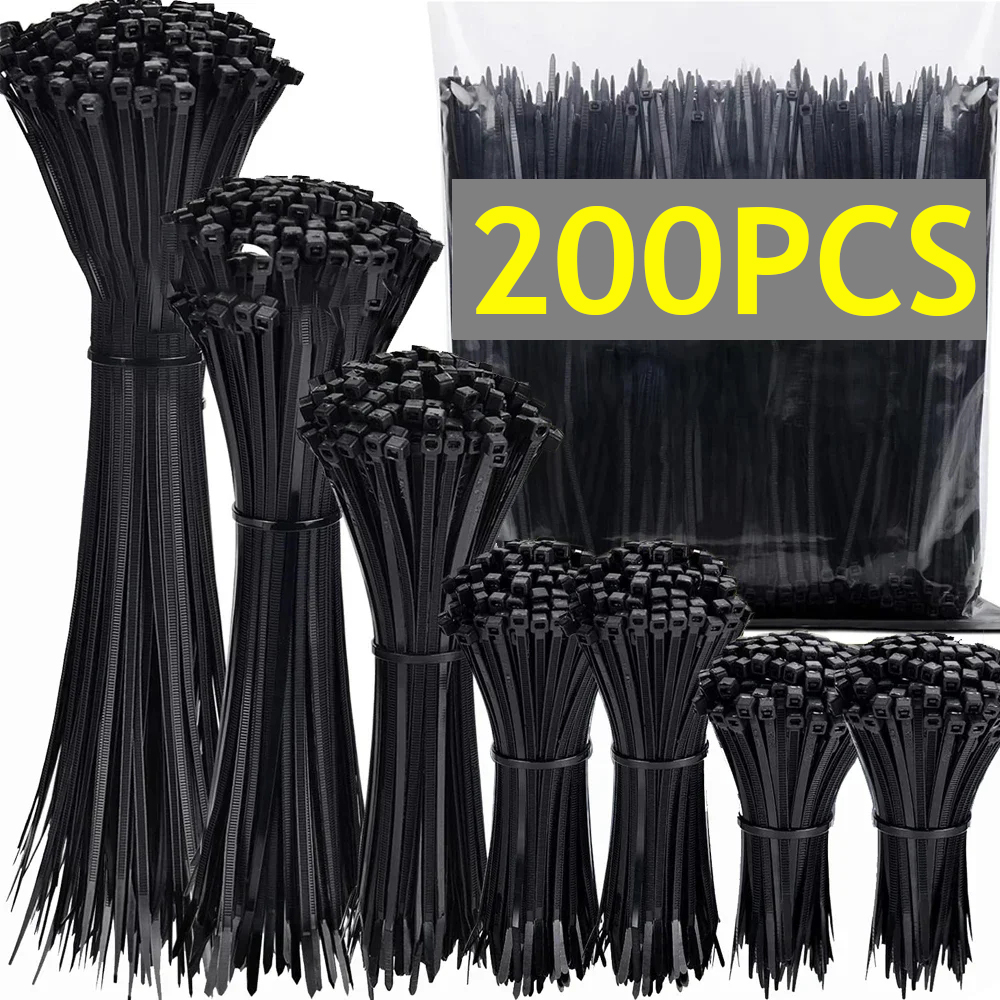 200Pcs Plastic Nylon Cable Ties Detachable Self-locking Cord Ties Straps Fastening Loop Reusable Wire Ties For Home Office