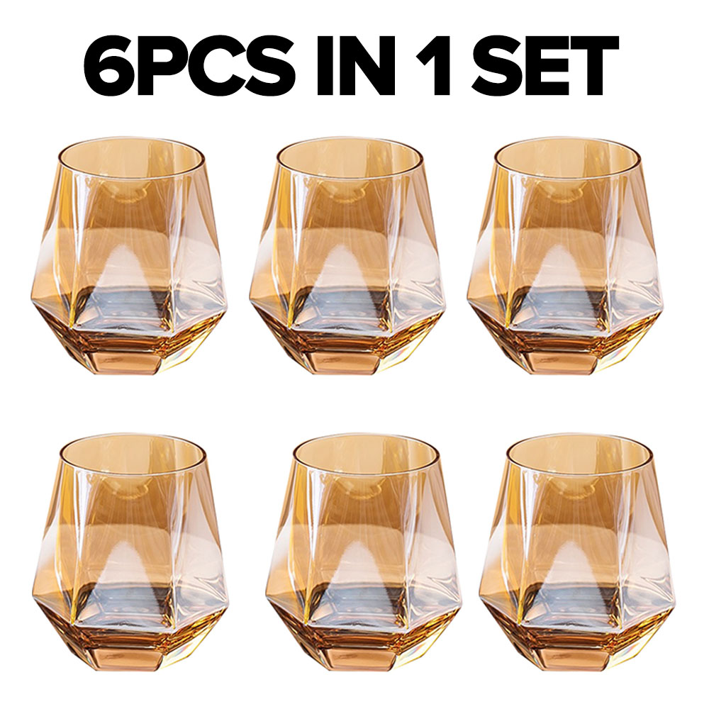 Annil 6 Pcs In 1 Set Whiskey Glass Six Row Diamond Hexagon Crystal Whiskey Spirit Glassware 3103