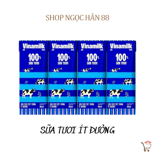 Vỉ 4 Hộp Sữa Tươi Vinamilk 100% 180ml