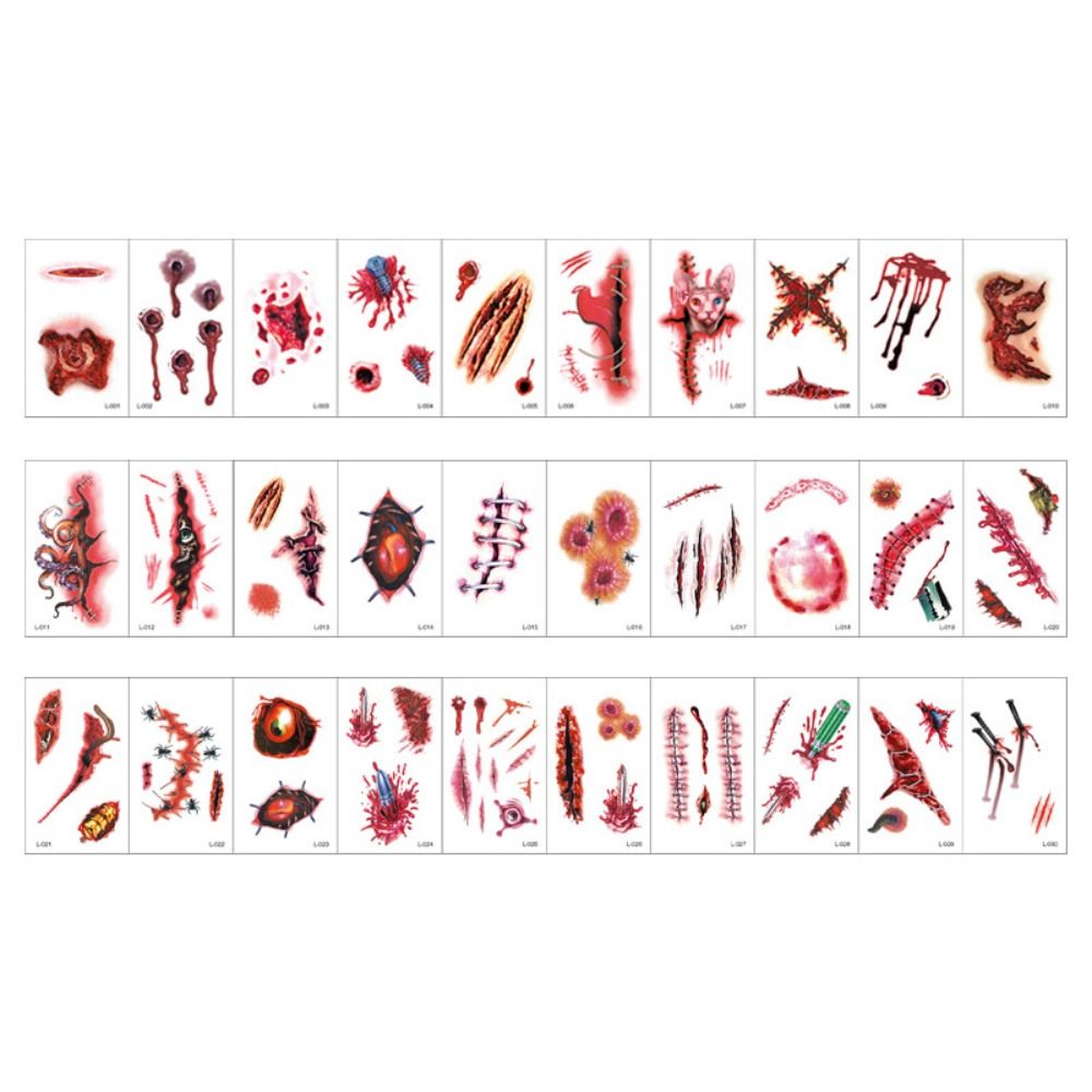 Wond Sticker 30PCS Bloodstain Transfer sticker Halloween Wounds Sticker Bloody ...