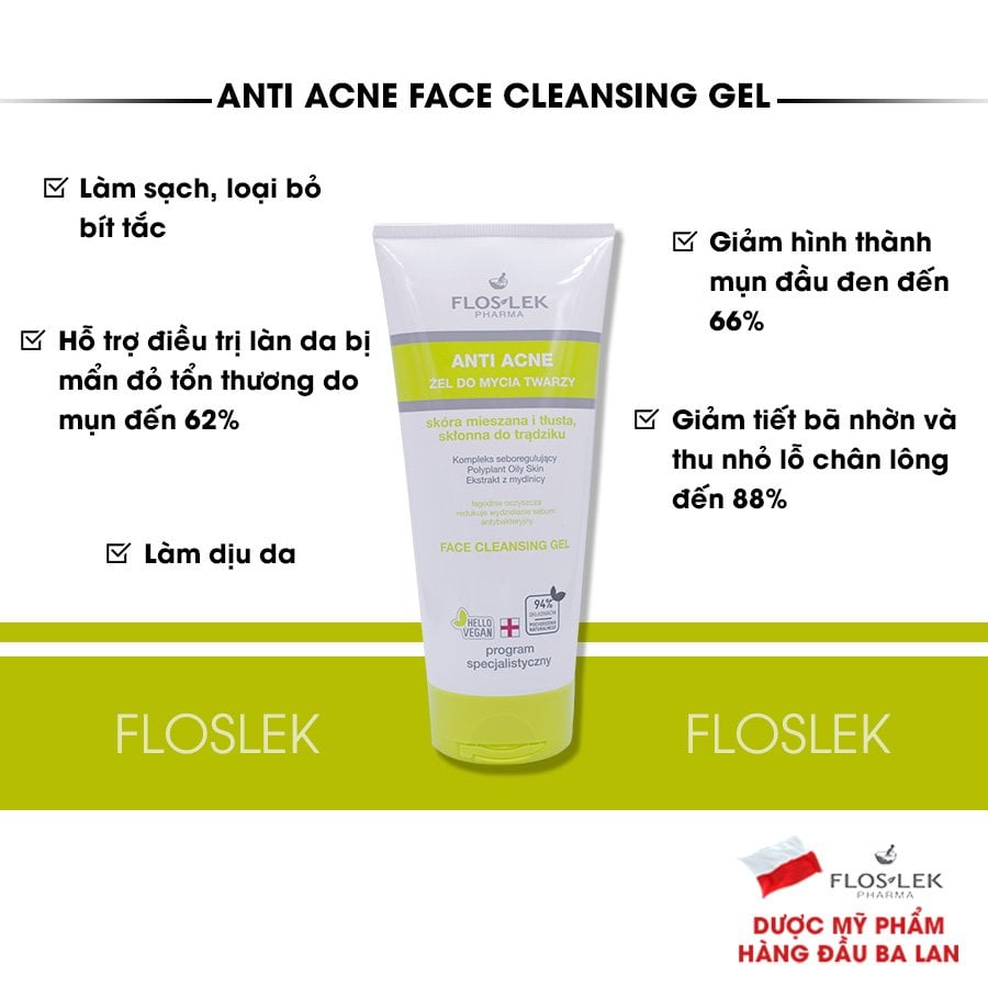 Sữa Rửa Mặt Kiềm Dầu Flos-lek Anti Acne BaLan