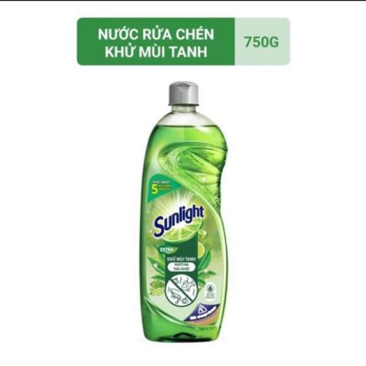 Combo 2 chai Nước rửa chén Sunlight trà xanh chai 750ml