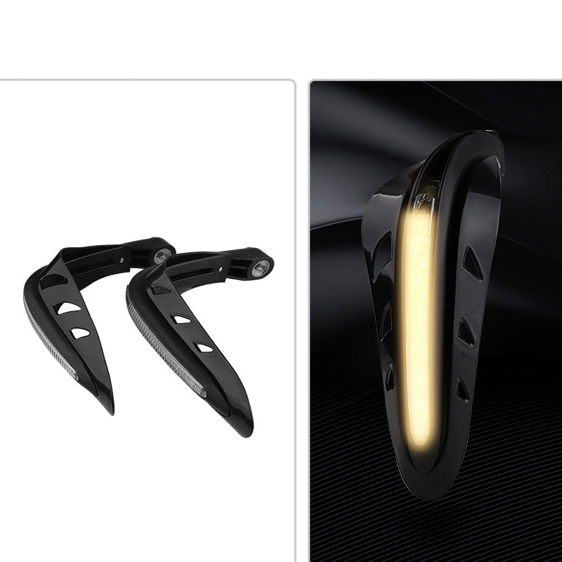 Off-road motorcycle hand guard with LED light, anti-fall protection, modified front handlebar windshield, rain protection