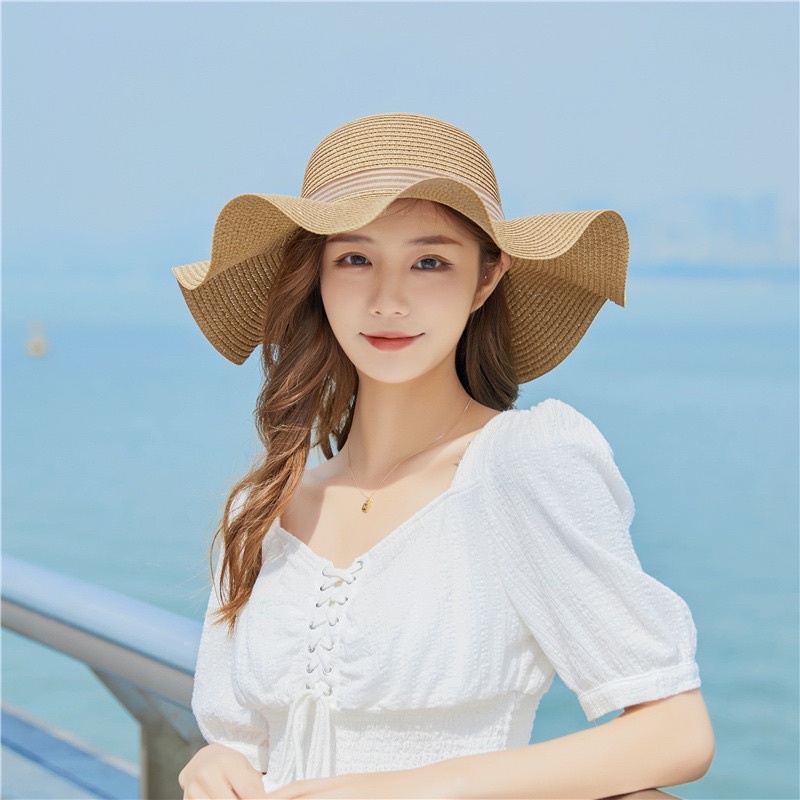Nón Cói Đi Biển Vành Sóng Nơ Vải (01)