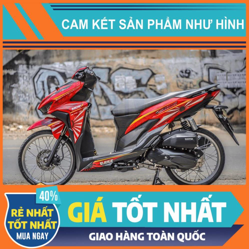 Tem rời dán xe vario 125 mẫu mặt trời đỏ bạc đen