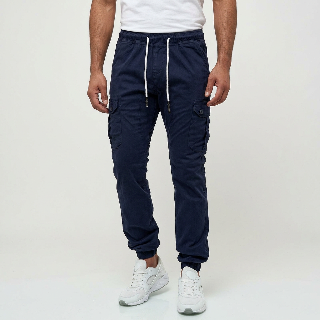 HashBack Men's Cargo Jogger Trousers Multicolor Cotton Summer 6-Pocket Elasticated Bottom Stylish Fit