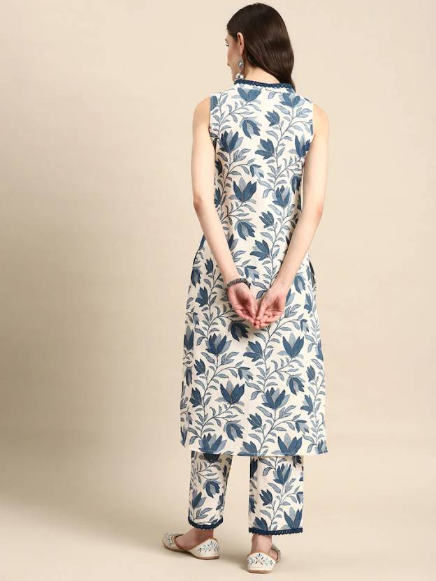 Women Pure Cotton Embroidered white Kurta With Pant