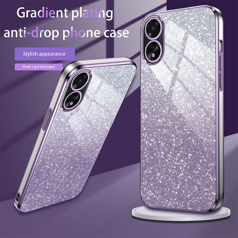 For oppo a18 case oppo a38 phone case cph2579 cph2591 luxury gradient glitter plating case opp a38 a18 silicone back cover