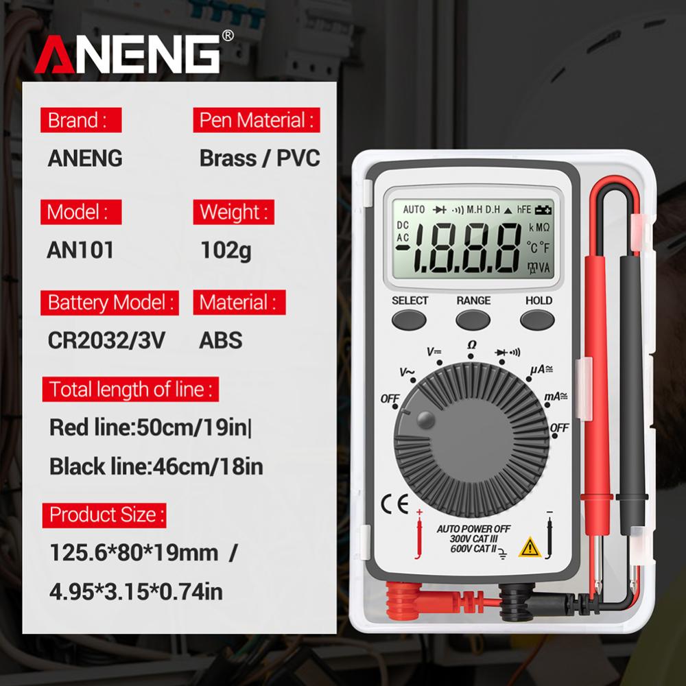 【ANENG】Portable LCD Pocket Digital Multimeter AC Voltage Capacitance Resistance Tester