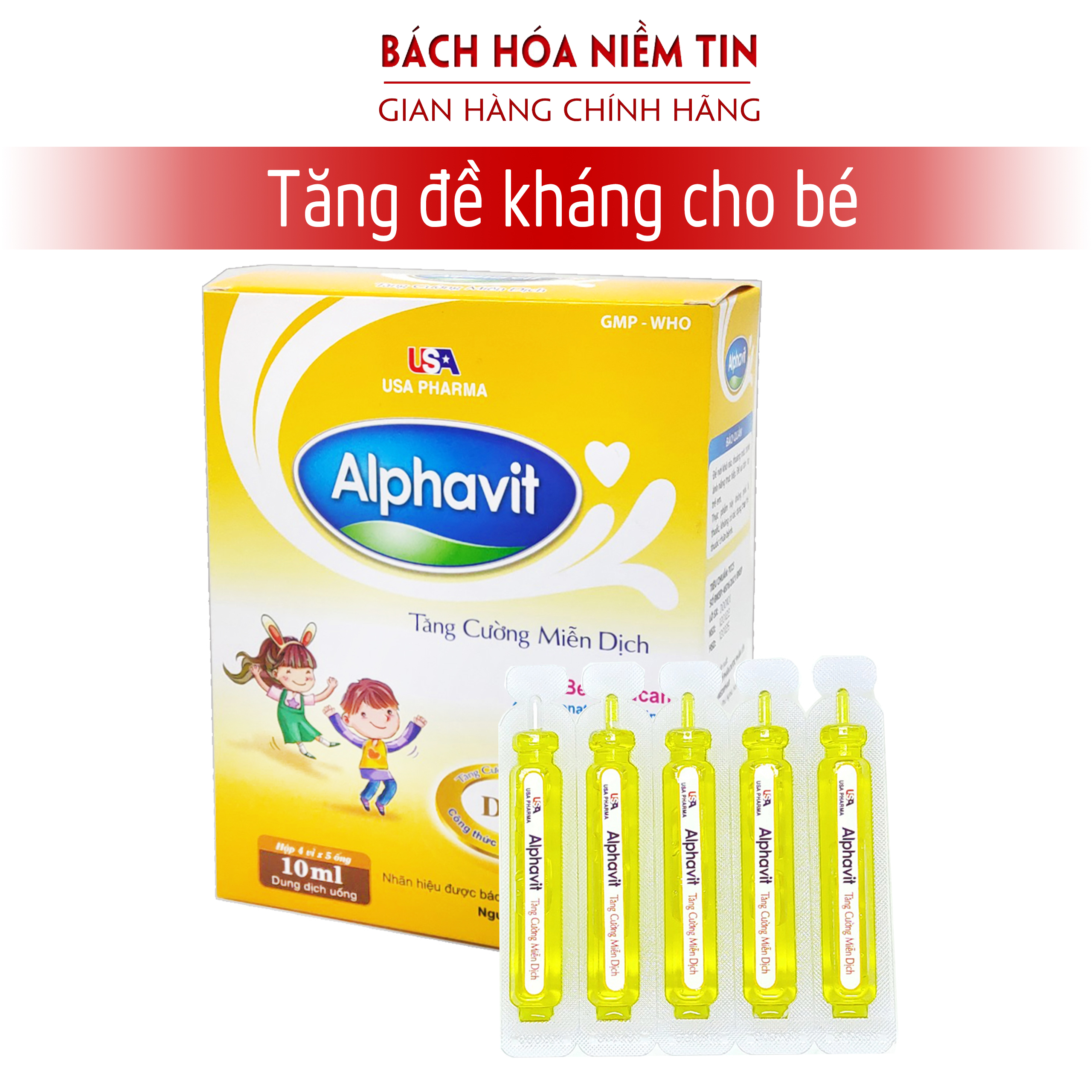 Tăng Sức Đề Kháng Cho Bé Hộp siro ALPHAVIT - Tăng cường hệ miễn dịch- Dạng siro 20 ống x 10ml