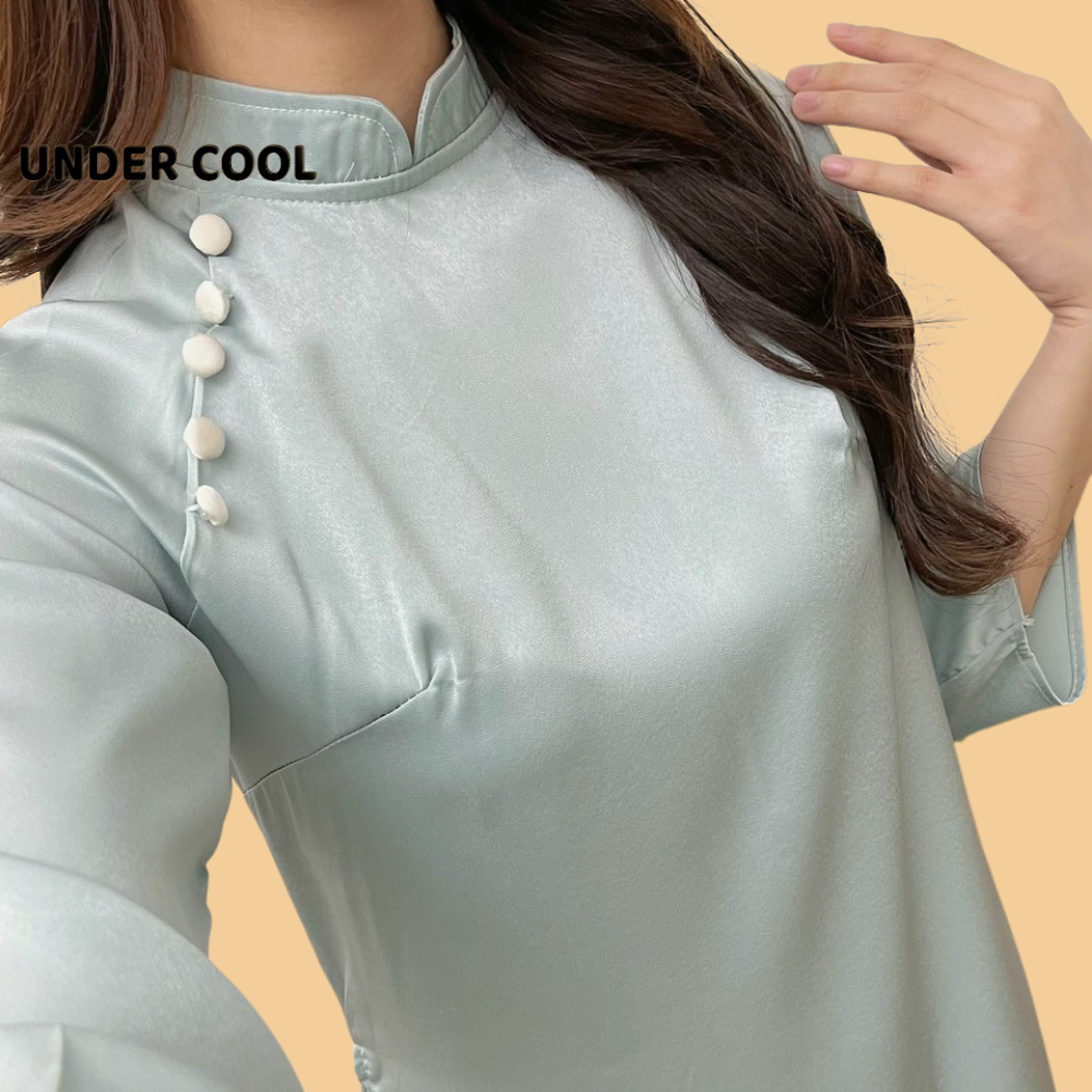 Set Áo Dài Cách Tân Lụa UNDERCOOL Cúc Bọc Phối Màu
