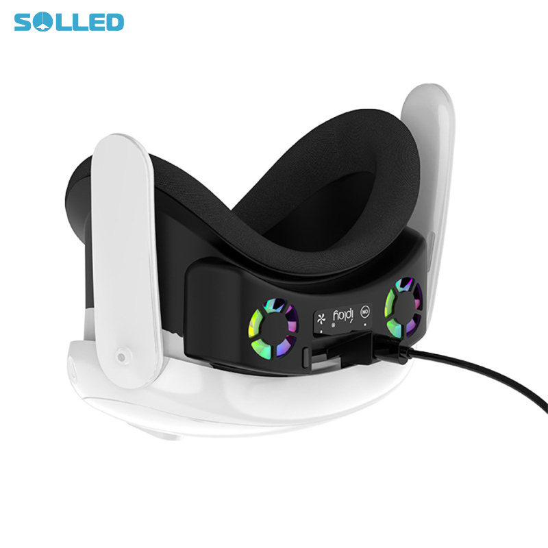 VR Face Pad Cover With Cooling Fan Comfortable VR Goggles Glasses Headband With RGB Light Compatible For Oculus Quest 3