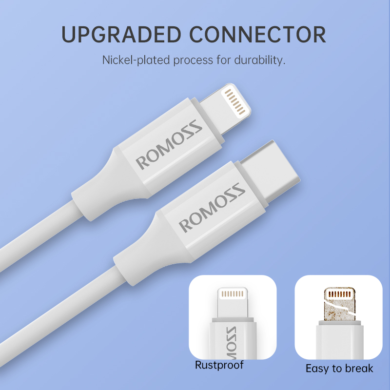 Romoss CB1723 Type C to Lightning Cable PD27W Fast Charging Lightning Cable for iPhone X 8 Plus 11 12 13 14 Pro Max Fast Charger Date Cablefor phone
