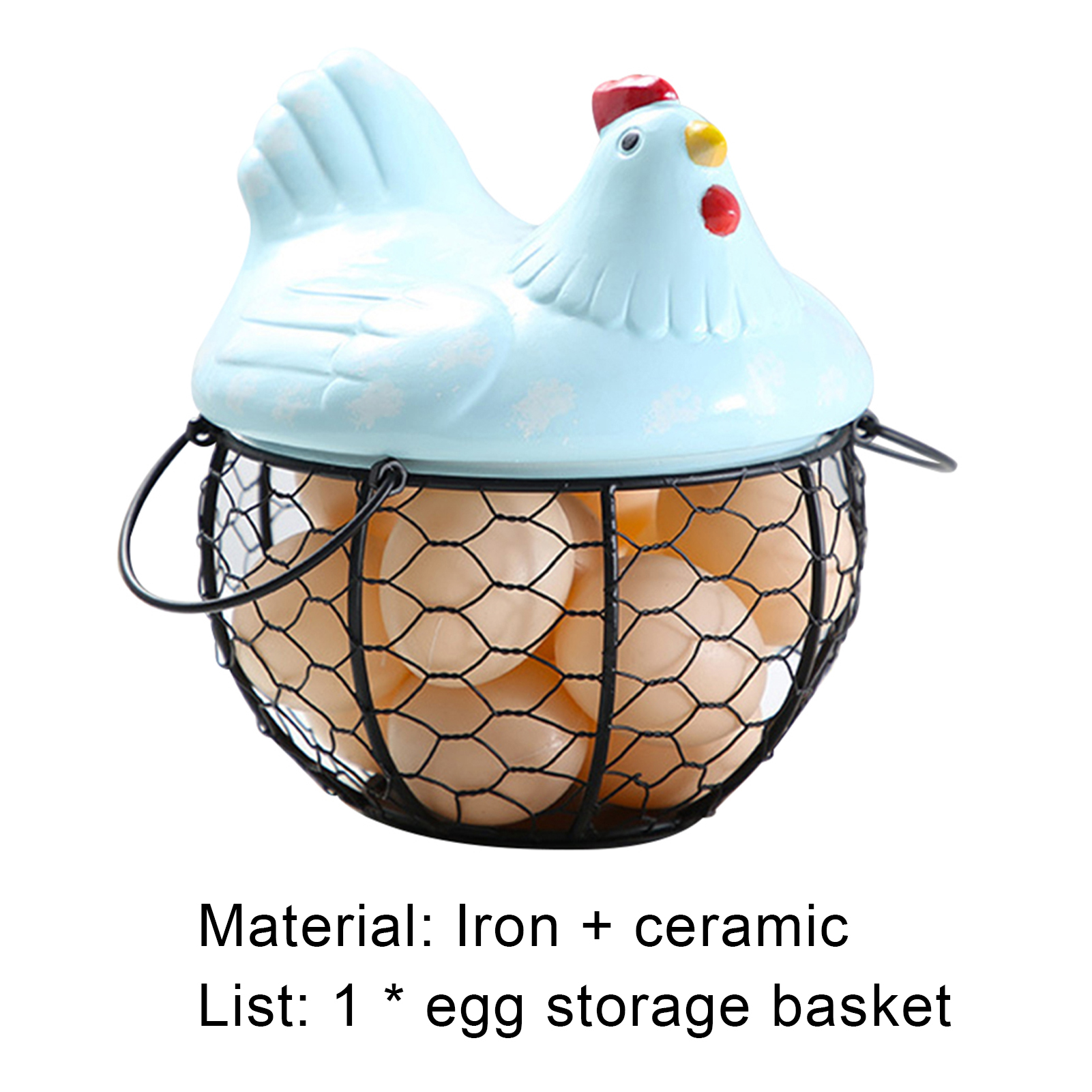 BlueH Egg Storage Basket Chicken Shape Decoration Iron Anti-slip Egg Storage Container for Kitchen