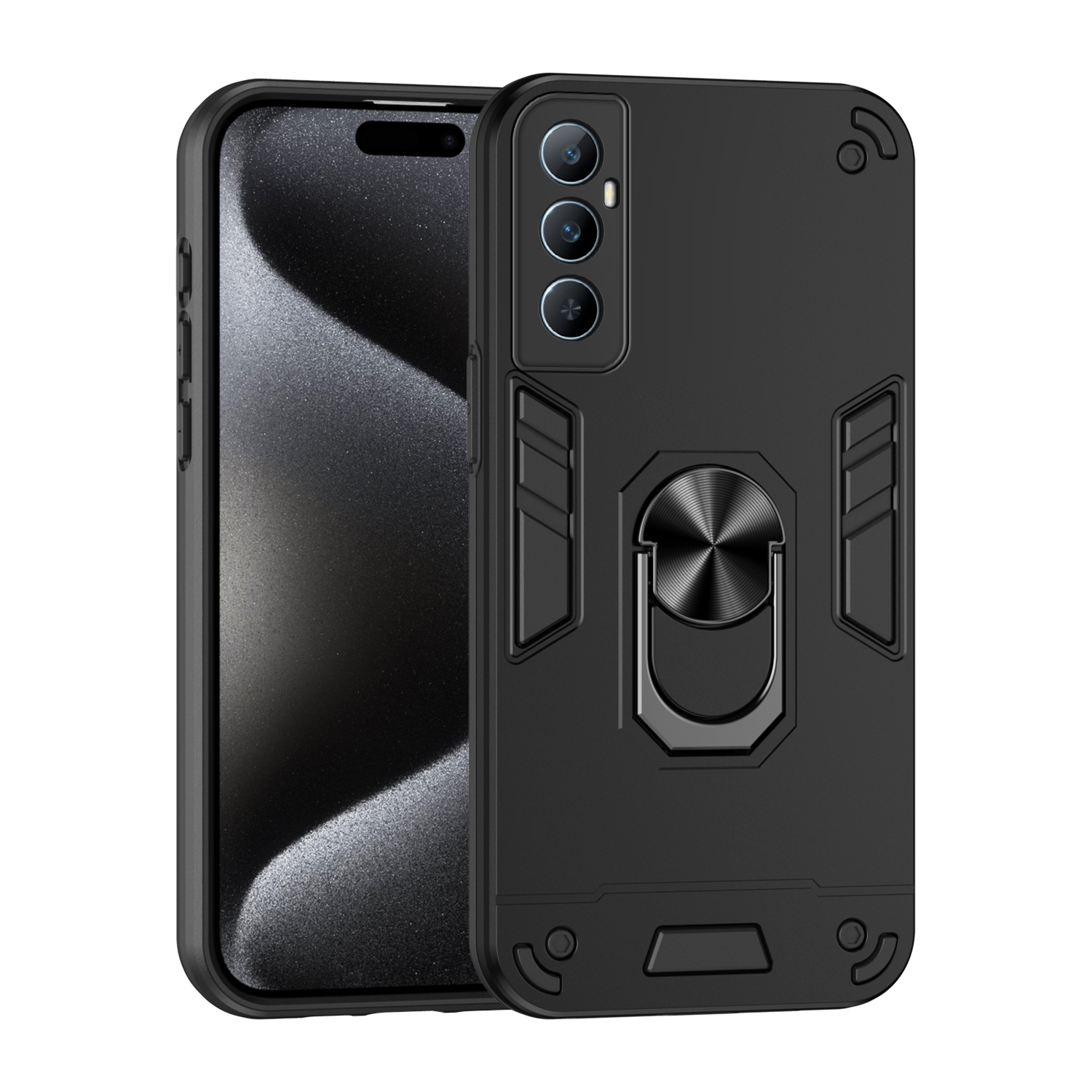 Phone case For Realme C67 Back cover Shockproof Armor Stand with Holder Car adsorb Ring For Realme C65 Cover cases. 