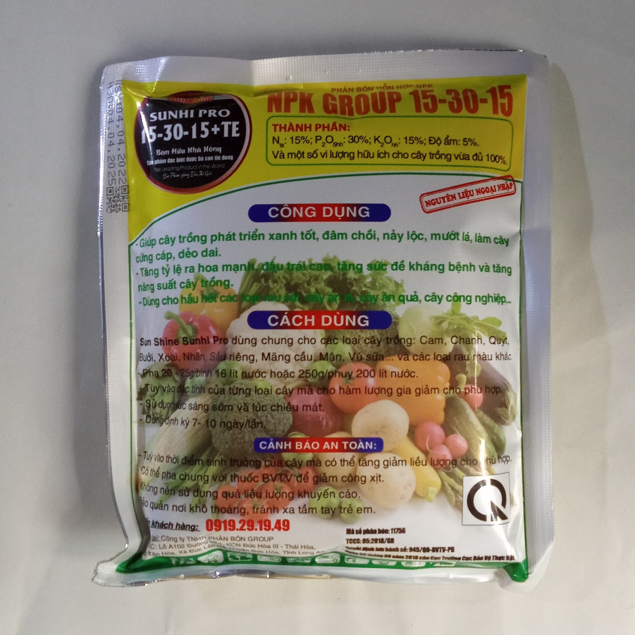Phân bón lá cao cấp NPK 15-30-15+TE , gói 500gr