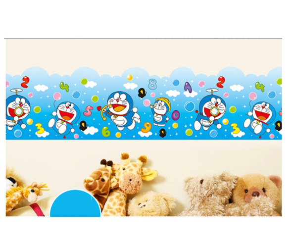 Decal trang trí chân tường- mẫu mèo xanh đáng yêu-K11