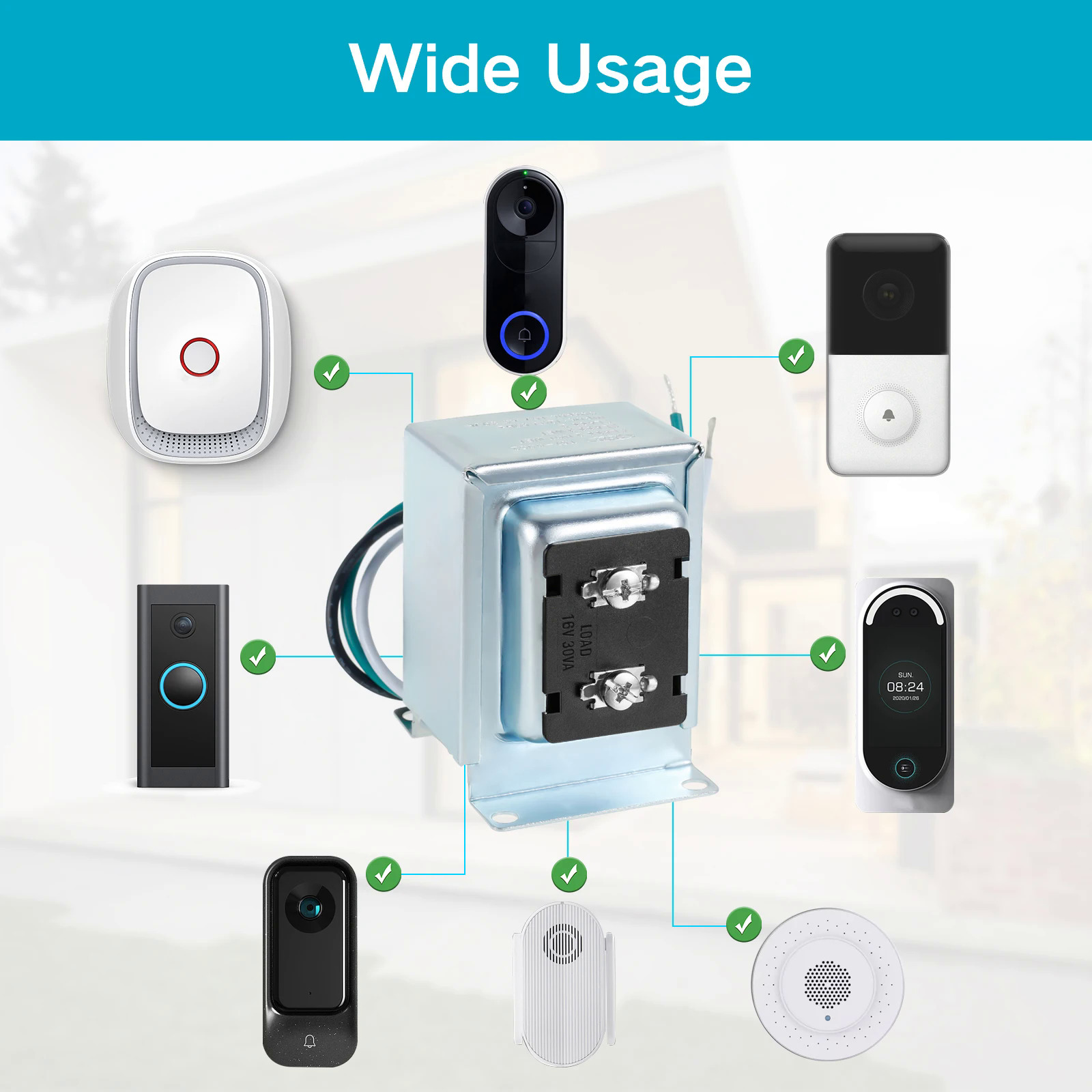 Doorbell Transformer 16V 30VA Hardwired Door Chime Transformer Safe
