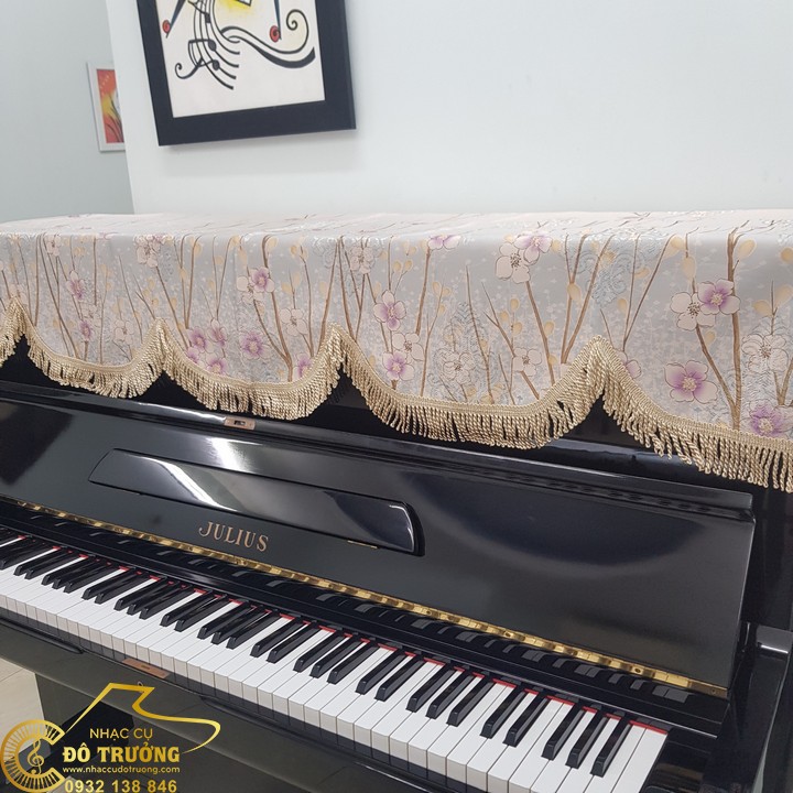 Khăn Phủ đàn Piano mẫu hoa đào kem
