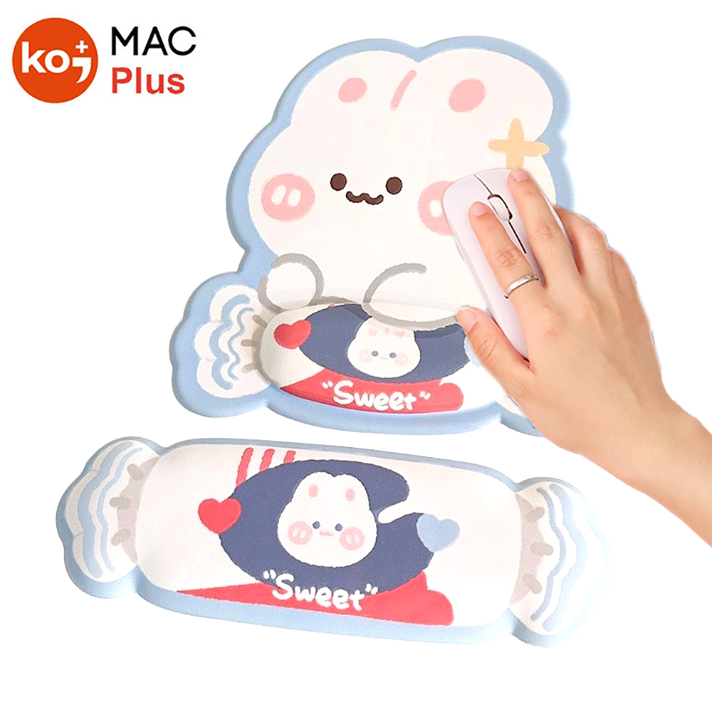 Cute rabbit wrist rest pad mouse pad set (soft sponge ergonomic comfort wrist rest)