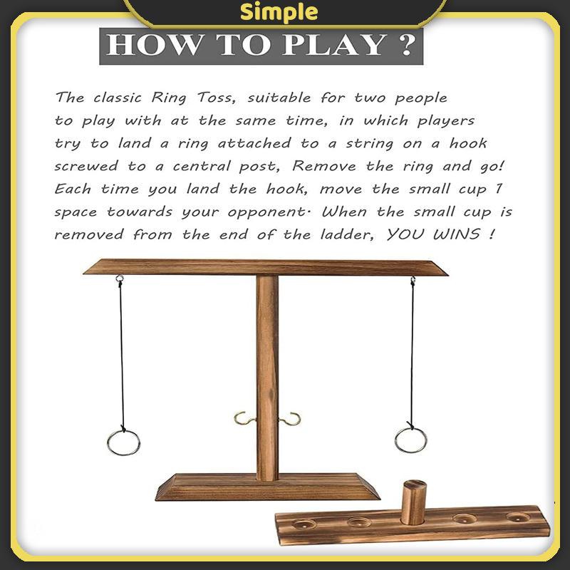 Ring Toss Board Game Shot Ladder Wooden Interactive Drinking Game