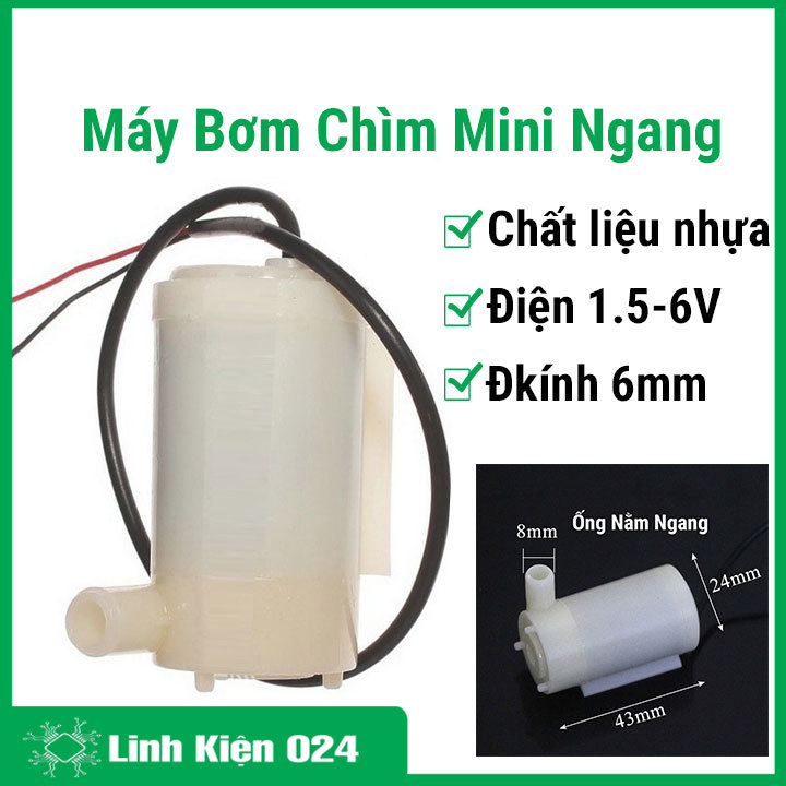 Máy bơm nước chìm mini 1.5V – 6VDC độ xa 1.5m ống nằm ngang, dùng trong bể cá, thủy canh