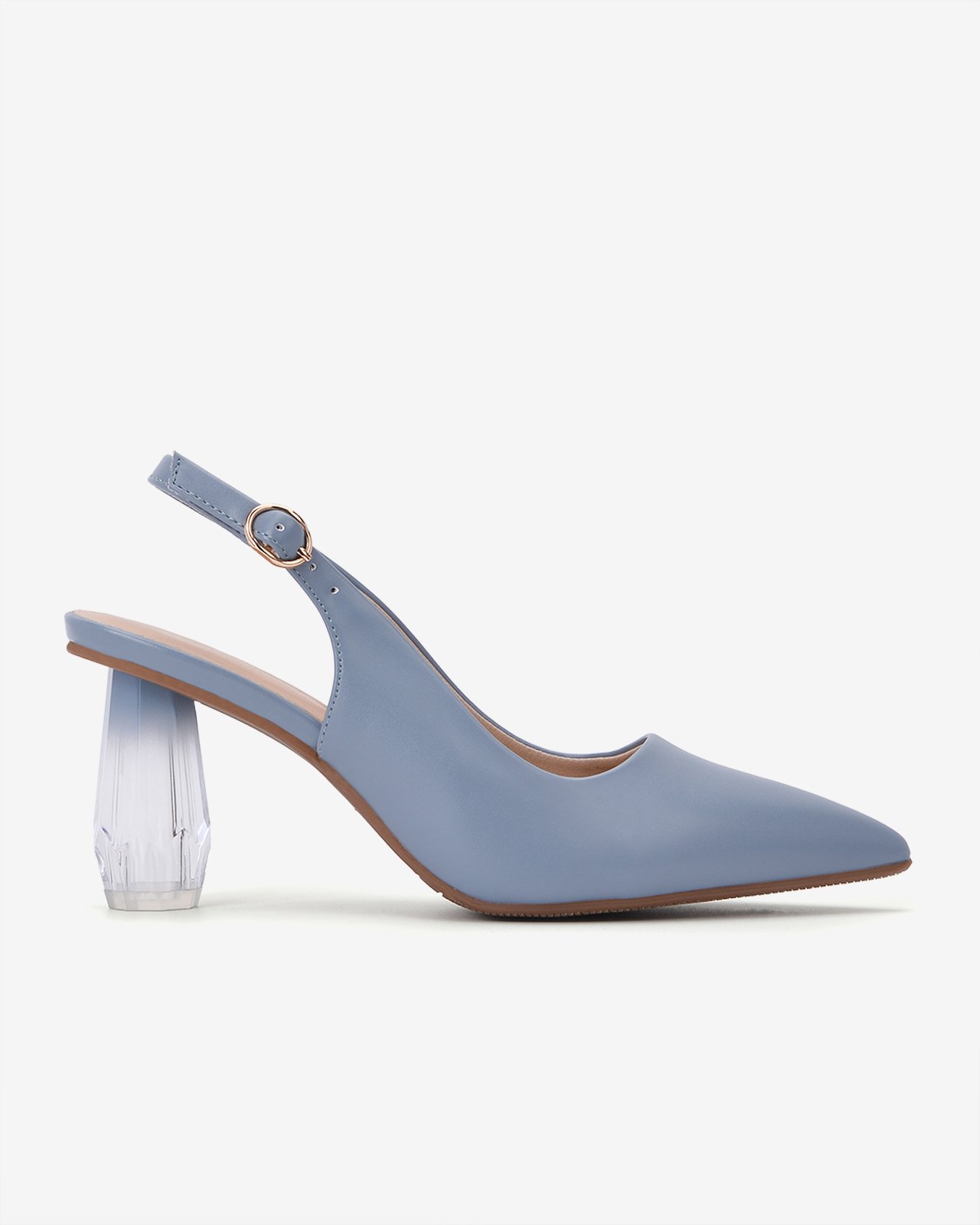 Giày cao gót nữ Đông Hải thiết kế Slingback mũi nhọn sành điệu đính gót kim cương cao 7cm - G81I8