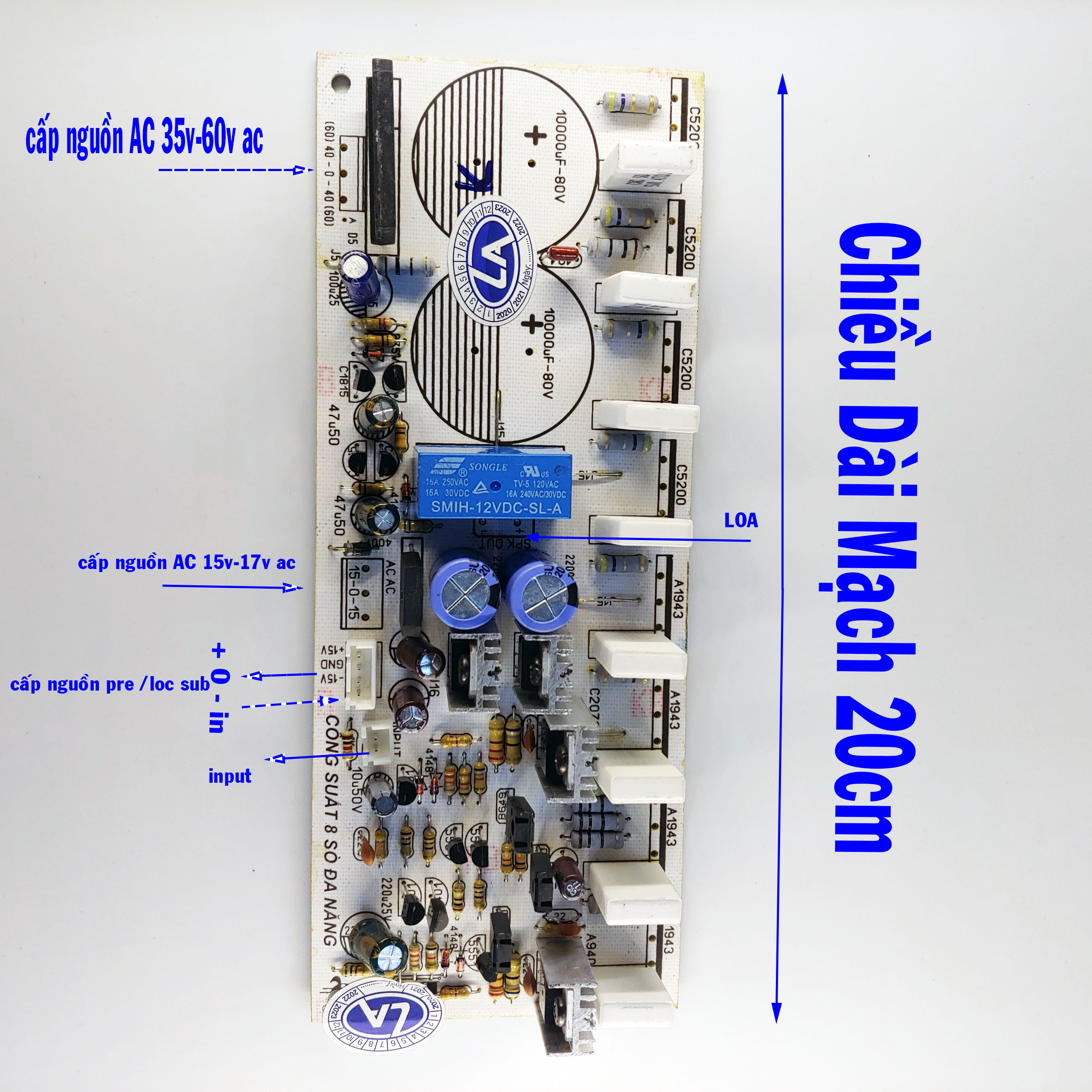 [HCM]mạch công suất 8 sò 2 kênh liền nguồn
