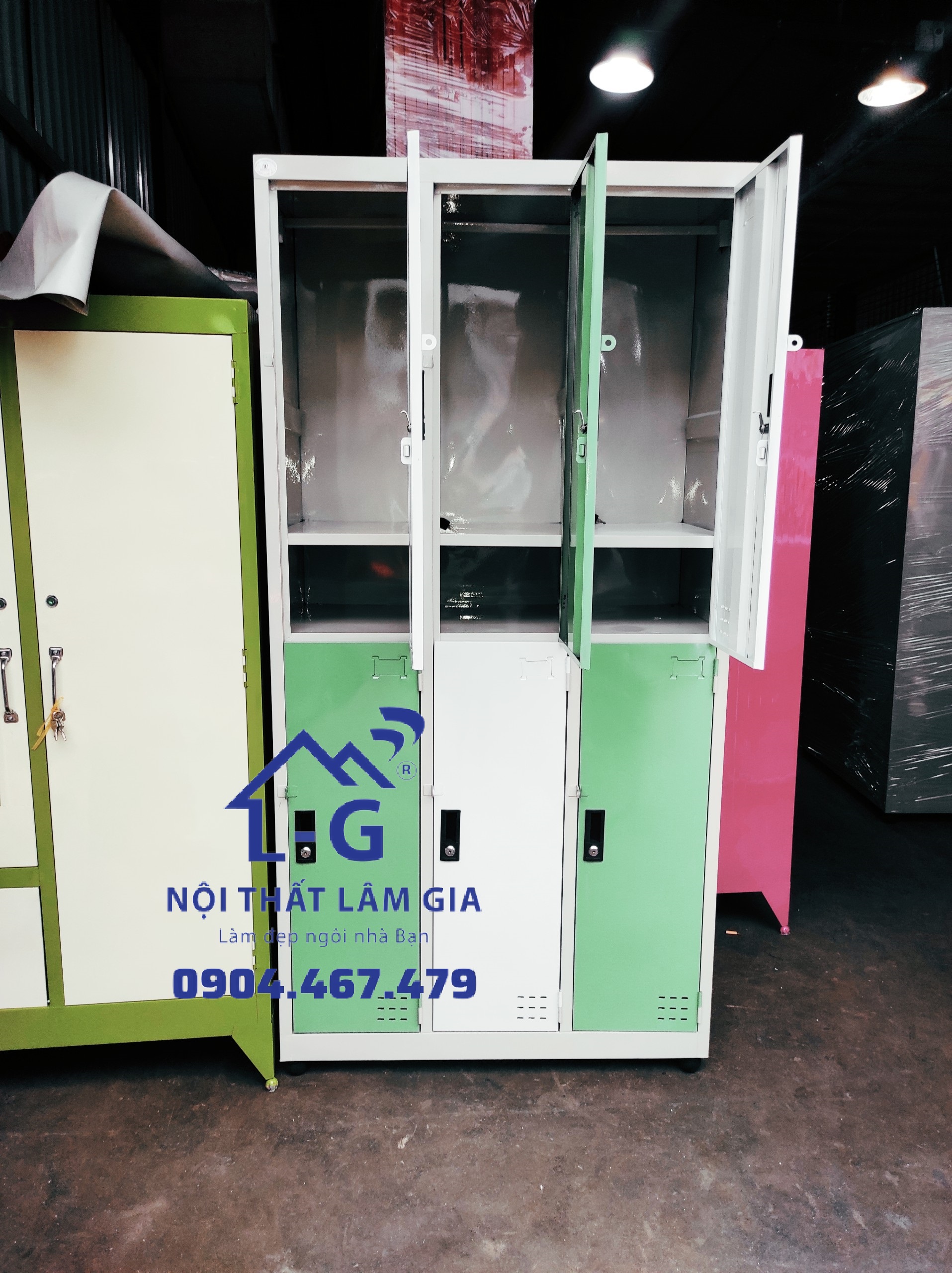 TỦ SẮT HỒ SƠ 6 Ô (CỬA) DẠNG TỦ LOCKER SƠN TĨNH ĐIỆN CAO CẤP