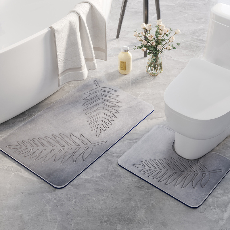 【Clearance】 2pc Memory Cotton Toilet Floor U shape Mat Bathroom Absorbent Non-slip Rugs Washing Room Mats Kitchen Entry Carpet Door Mats Size: 40*50+40*60cm.