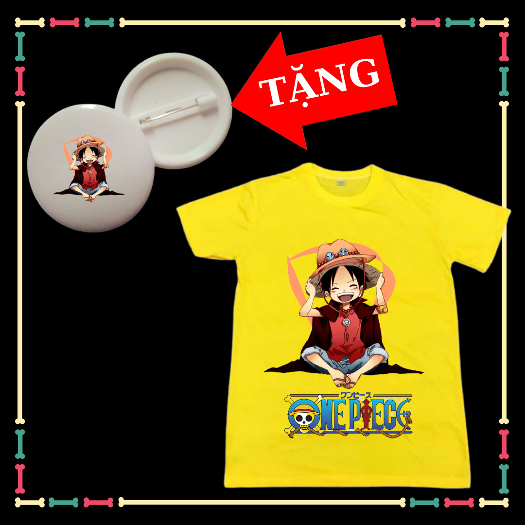 Áo thun bé trai bé gái mẫu One Piece Luffy Đảo Hải Tặc Siêu Đẹp -Tặng HUY HIỆU OnePiece