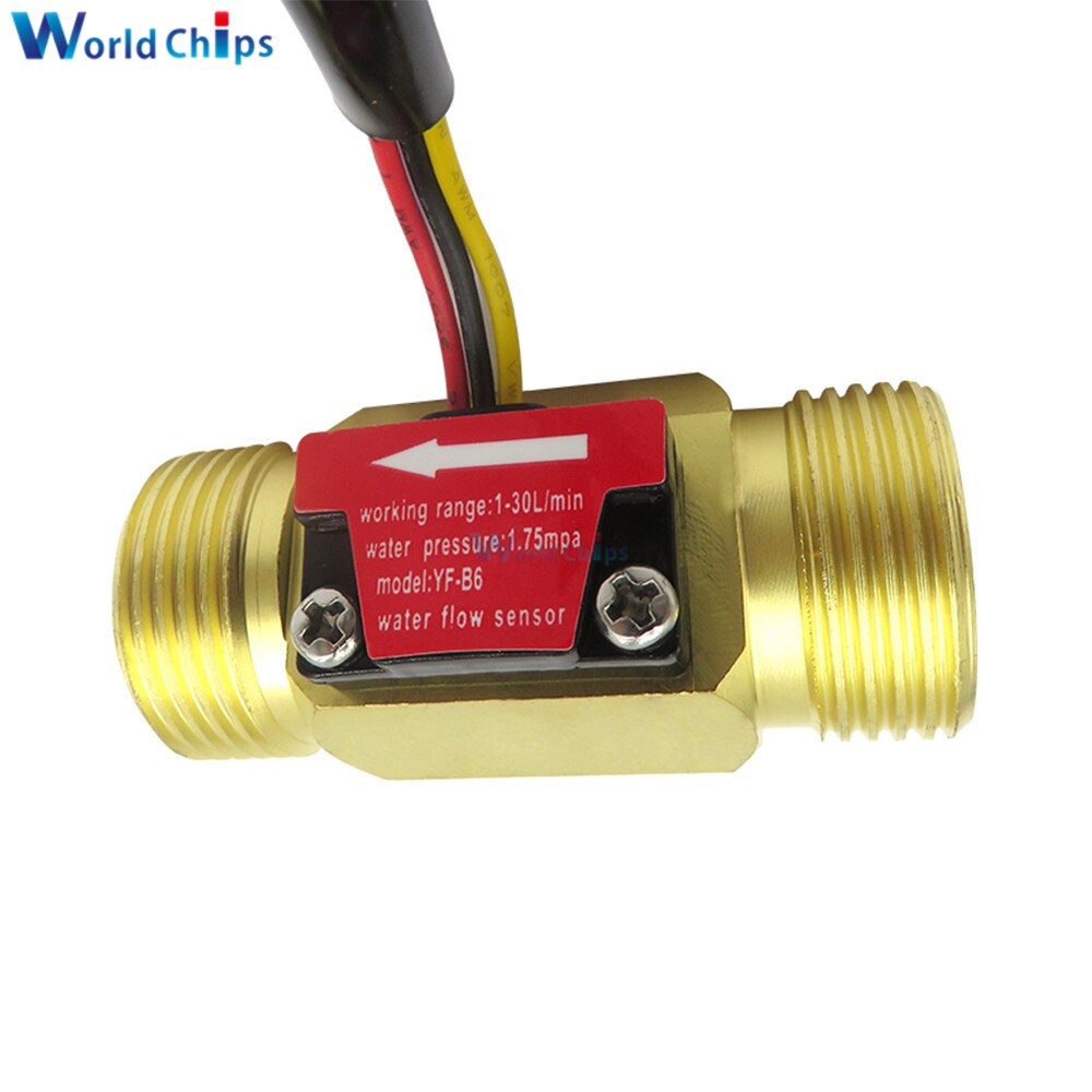 Dc5-18v G3/439;39; Yf-B6 All Copper Water Flow Sensor B6 Flowmeter Heater Hall Sensor Switch Liquid Circulating Turbine Flow Meter