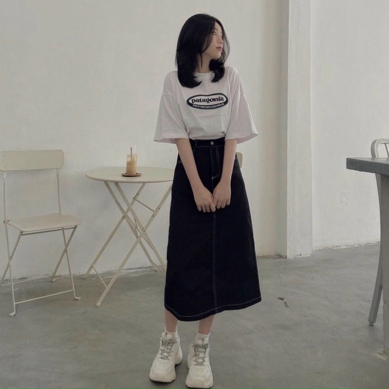 Chân váy bò nữ chỉ nổi xẻ sau